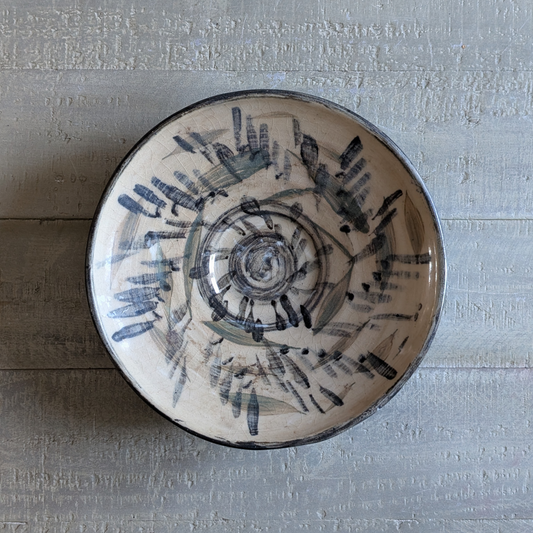 Studio Pottery Beige & Black Plate