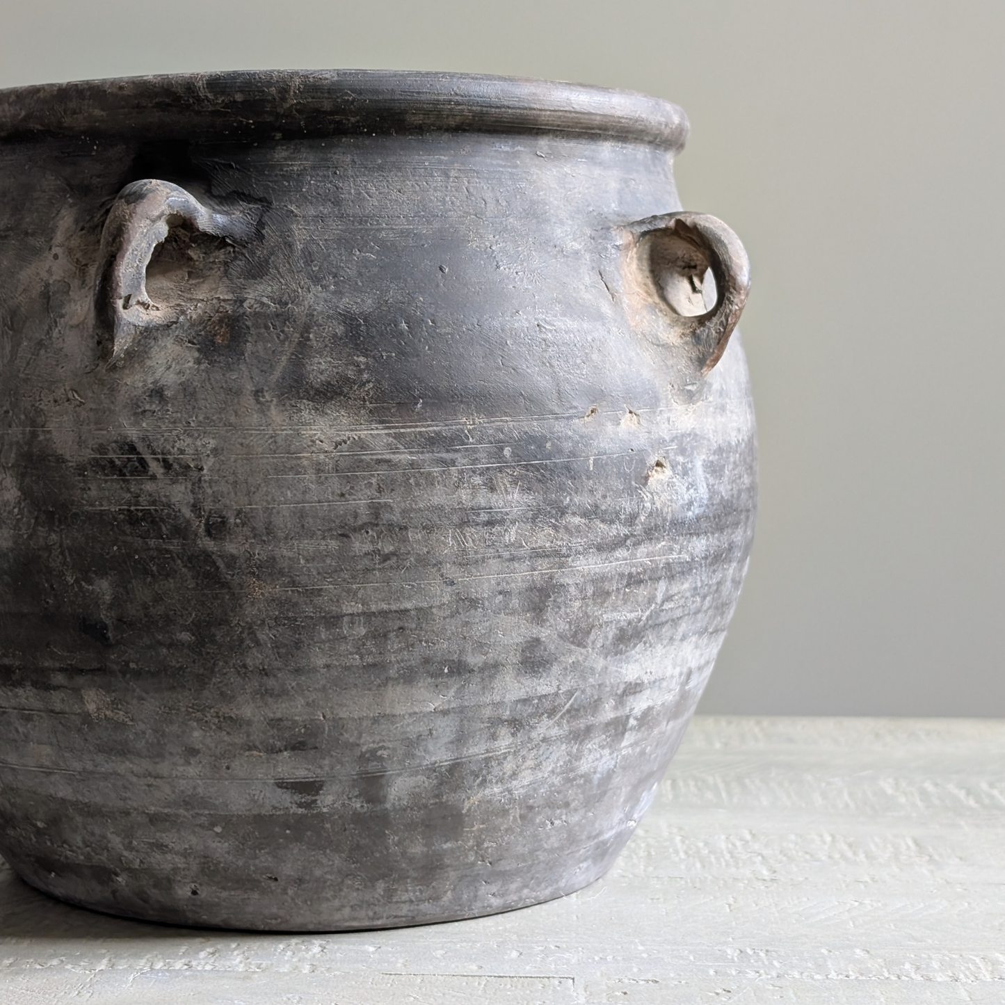 Medium Stone Grey Handled Pot