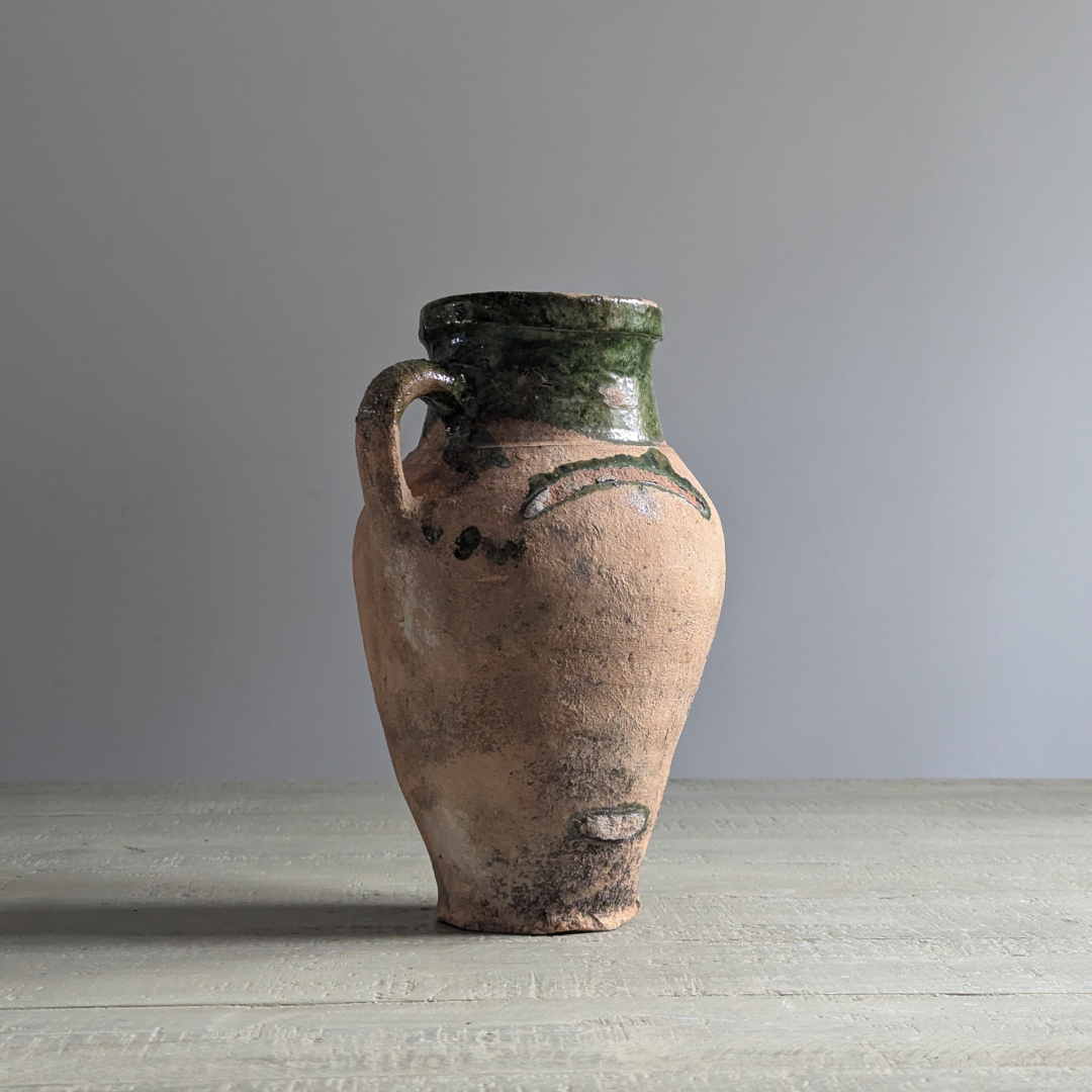 Small Half Glaze Green Turkish Pot