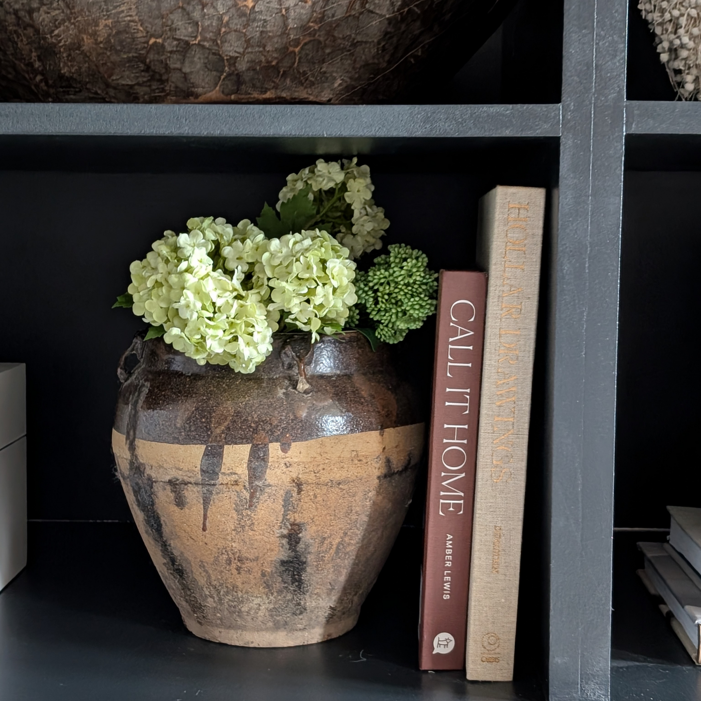Large Half Glaze Brown Storage Jar