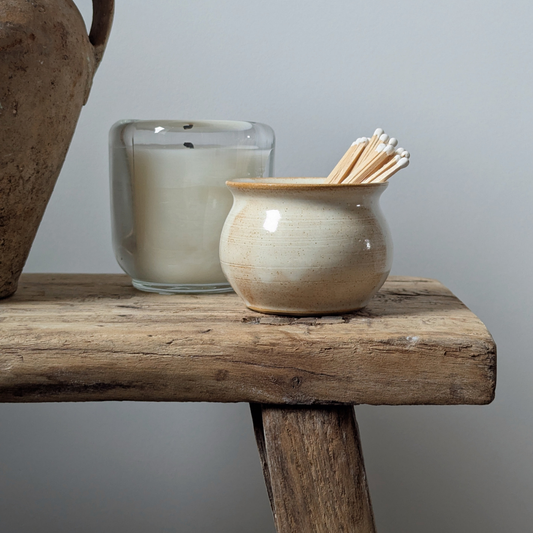 Small Cream Matchstick Pot