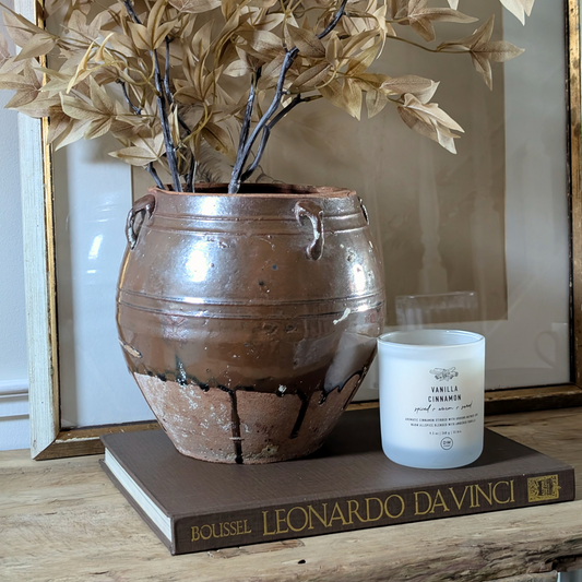 Large Half Glaze Brown Confit Pot 1