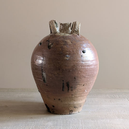 Large French Oil Jug Grey Glazed Spout