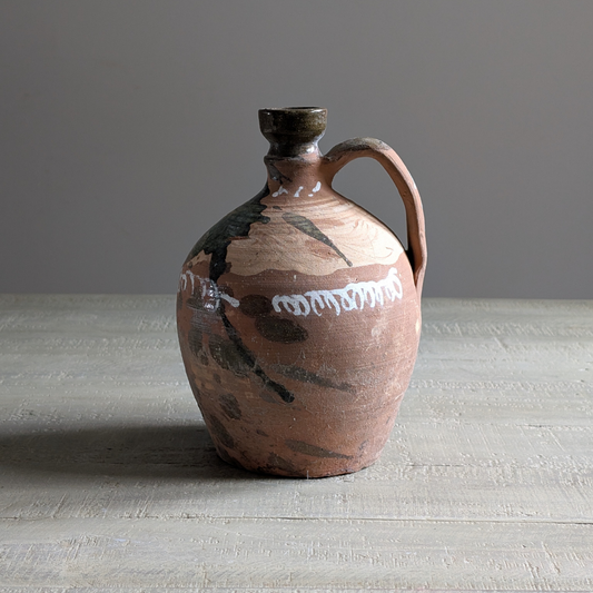 Spanish Terracotta Jug with Green Glaze