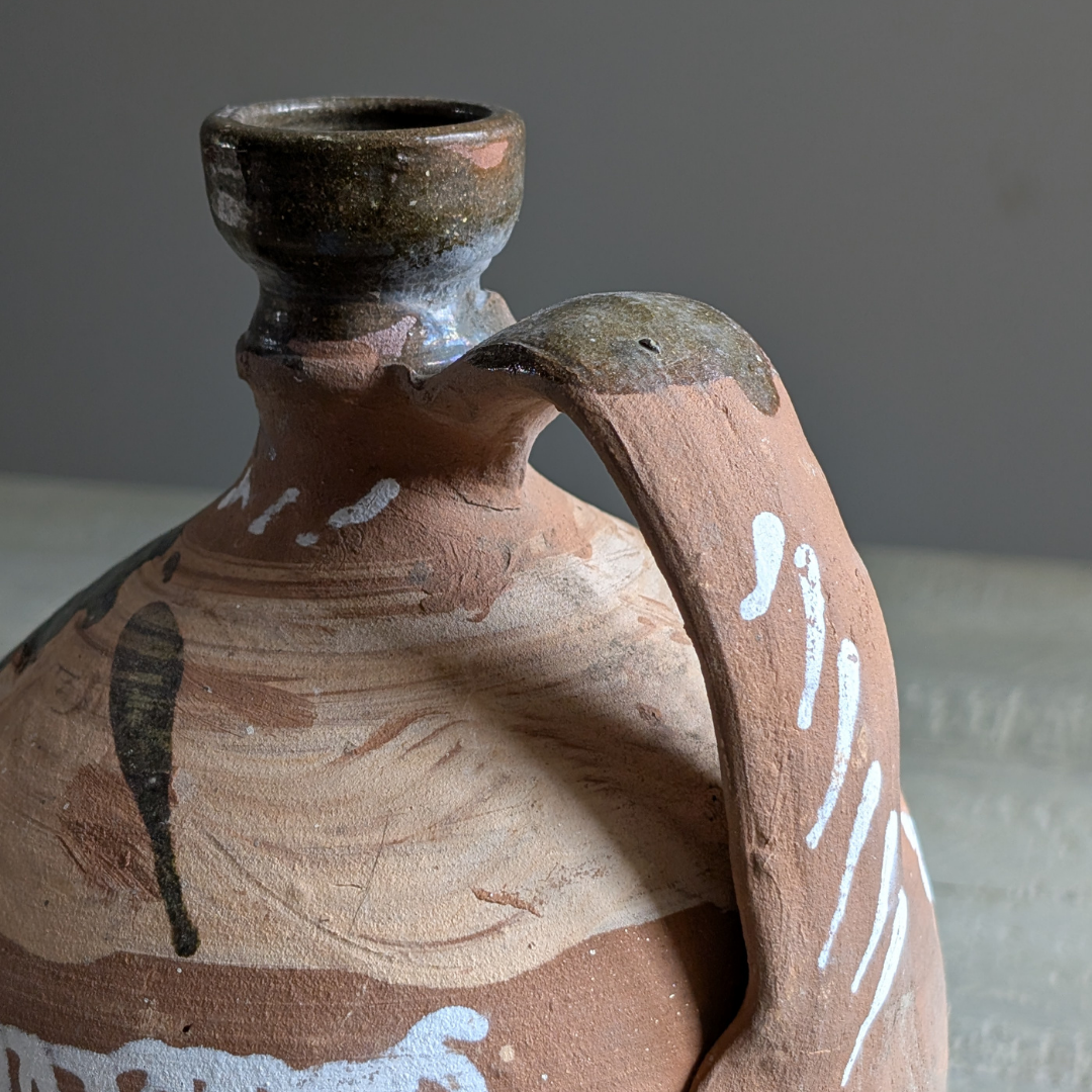 Spanish Terracotta Jug with Green Glaze