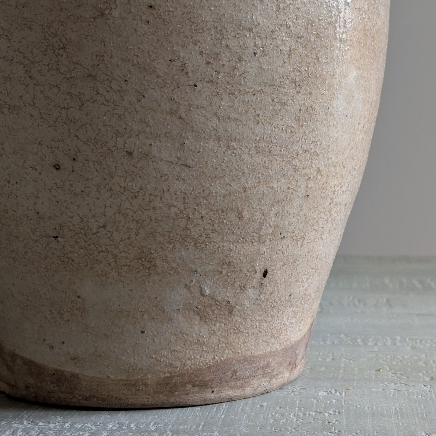 Large Beige Glazed Nut Oil Pot