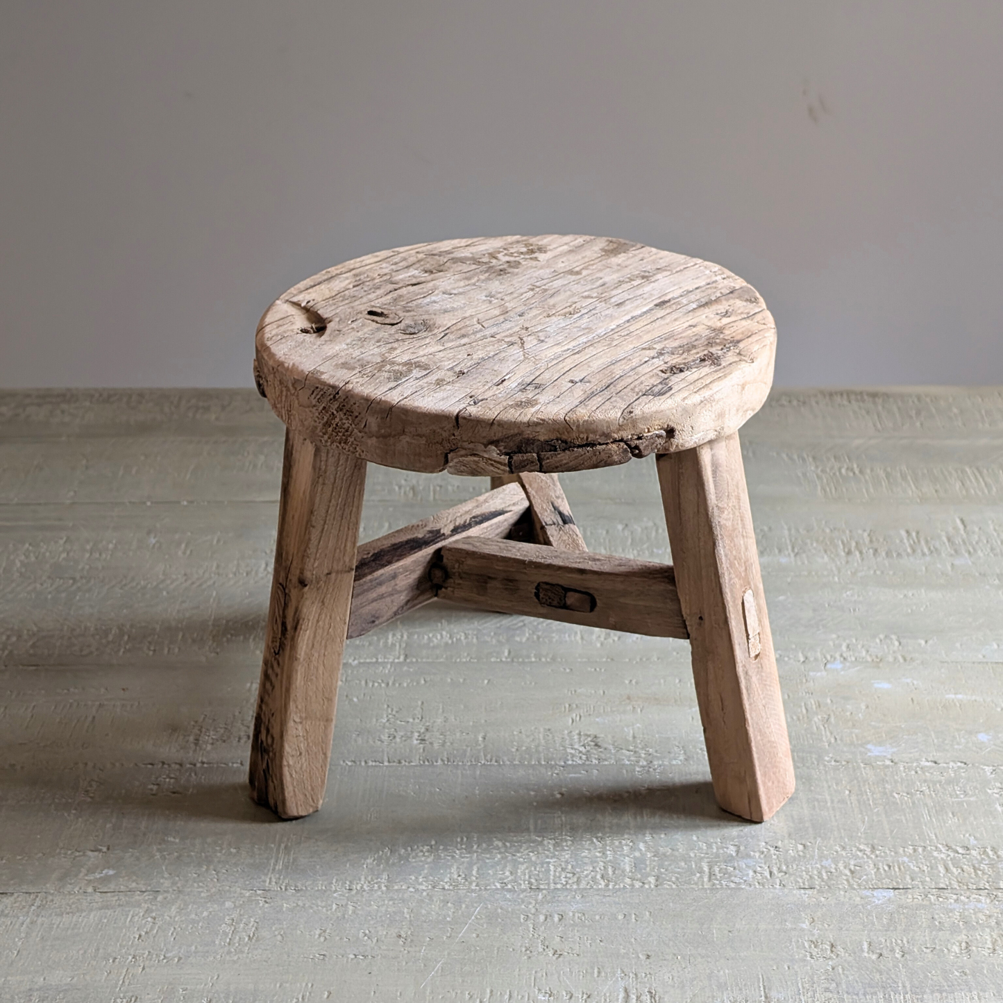 Round Reclaimed Wood Milking Stools