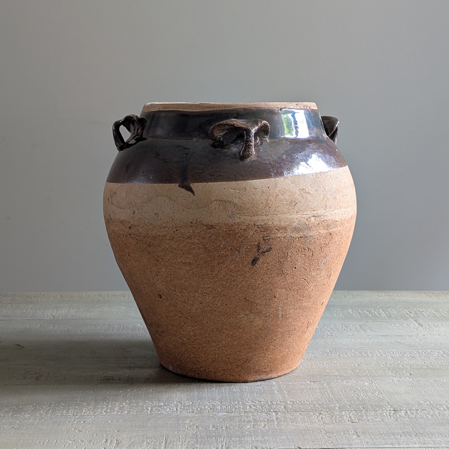 Large Half Glaze Brown Pot