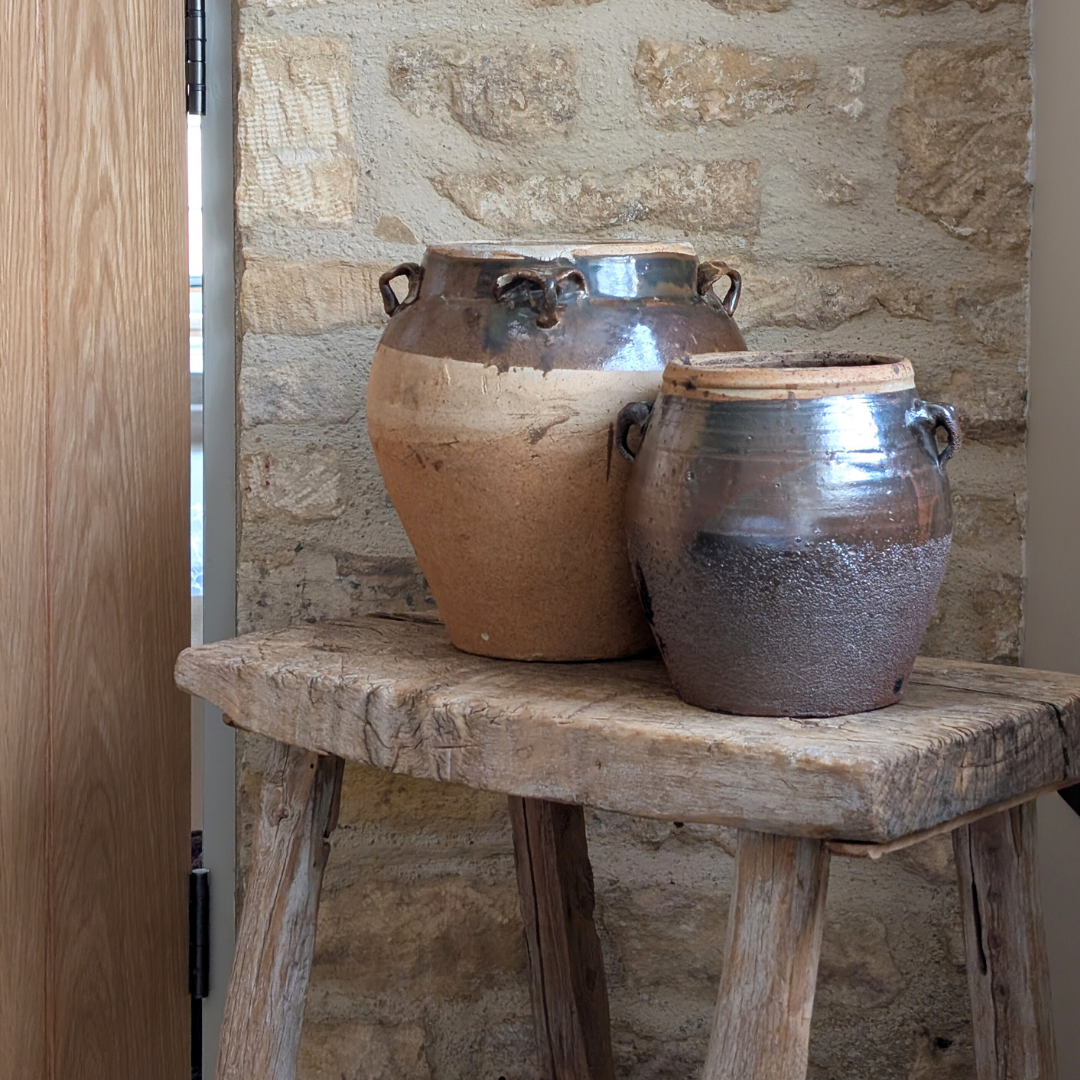 Large Half Glaze Brown Pot