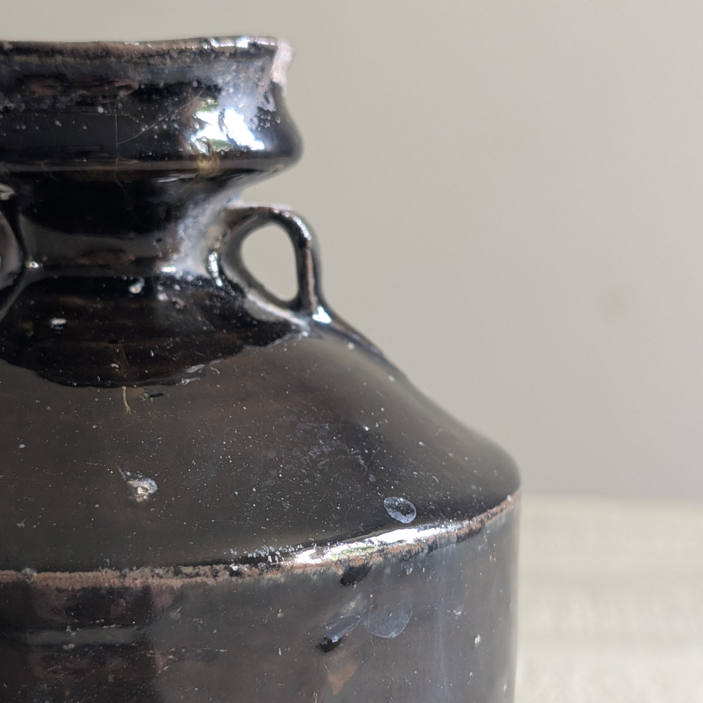 Black Chinese Handled Bottle