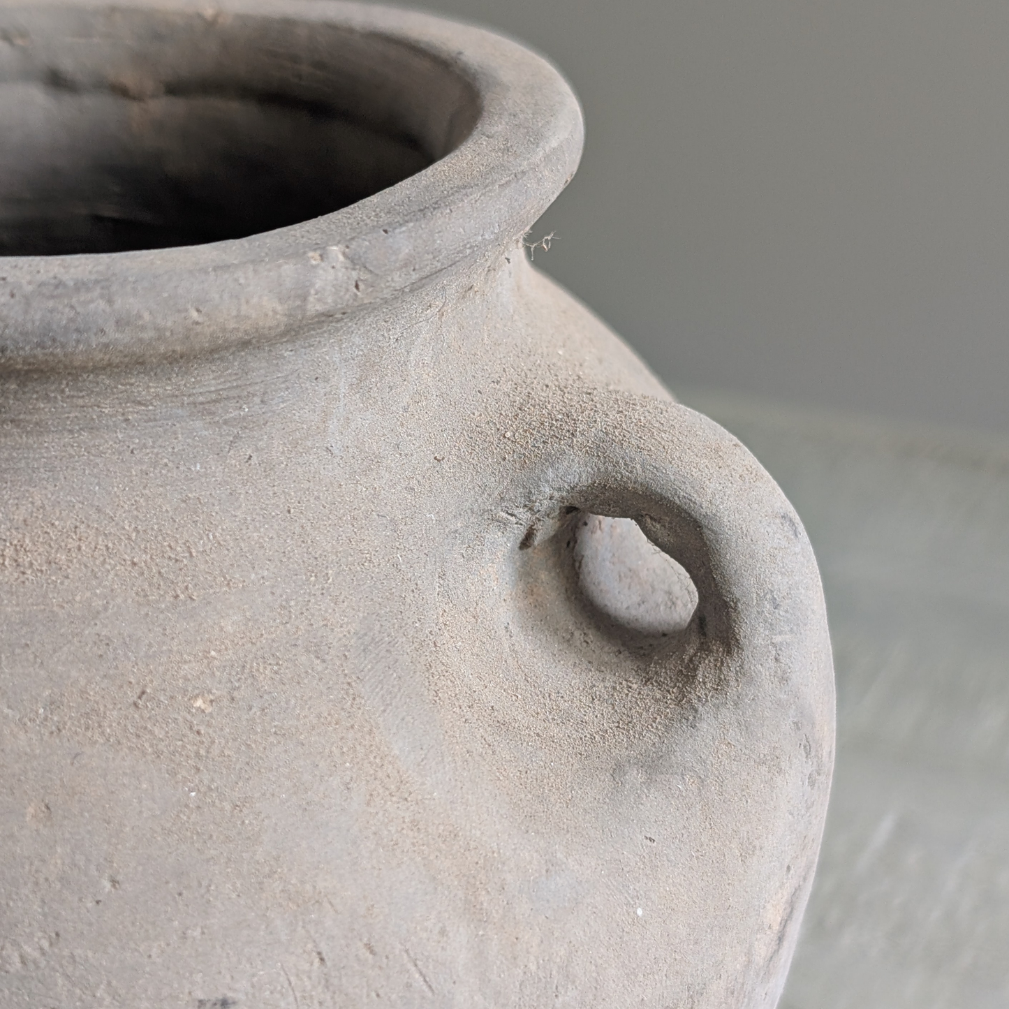 Small Pale Grey Double Handled Pot