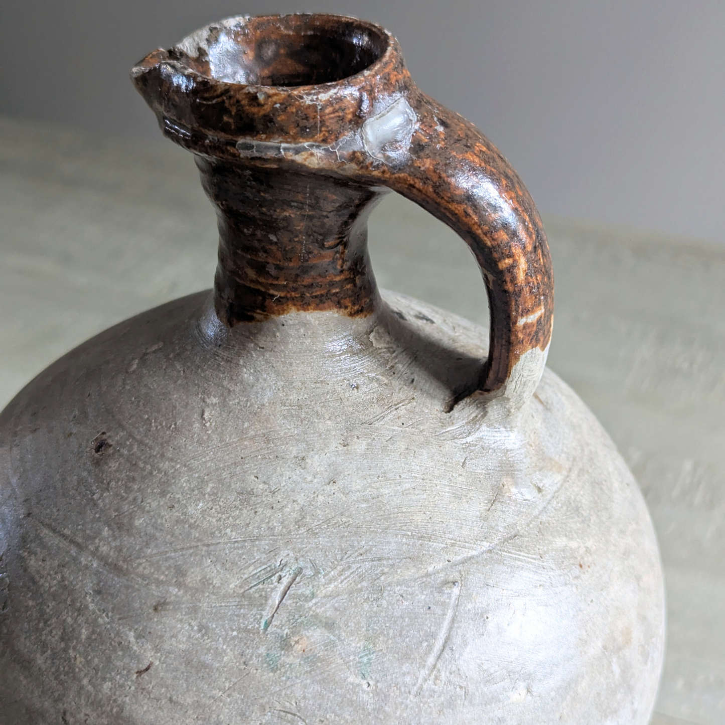 Grey & Brown French Oil Jug