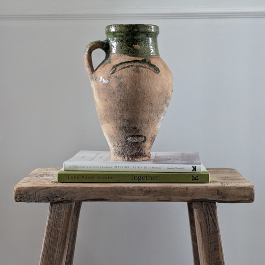 Small Half Glaze Green Turkish Pot