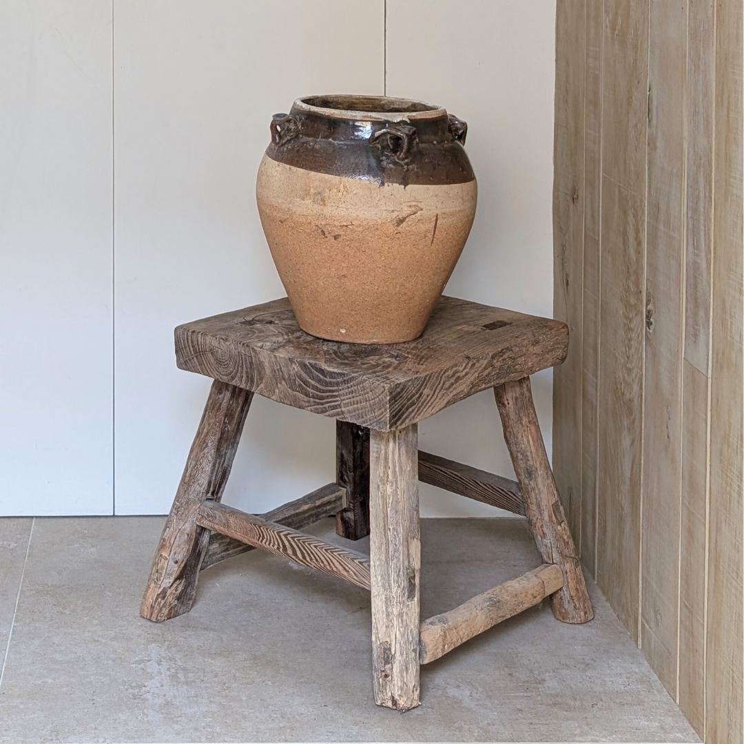 Large Half Glaze Brown Pot