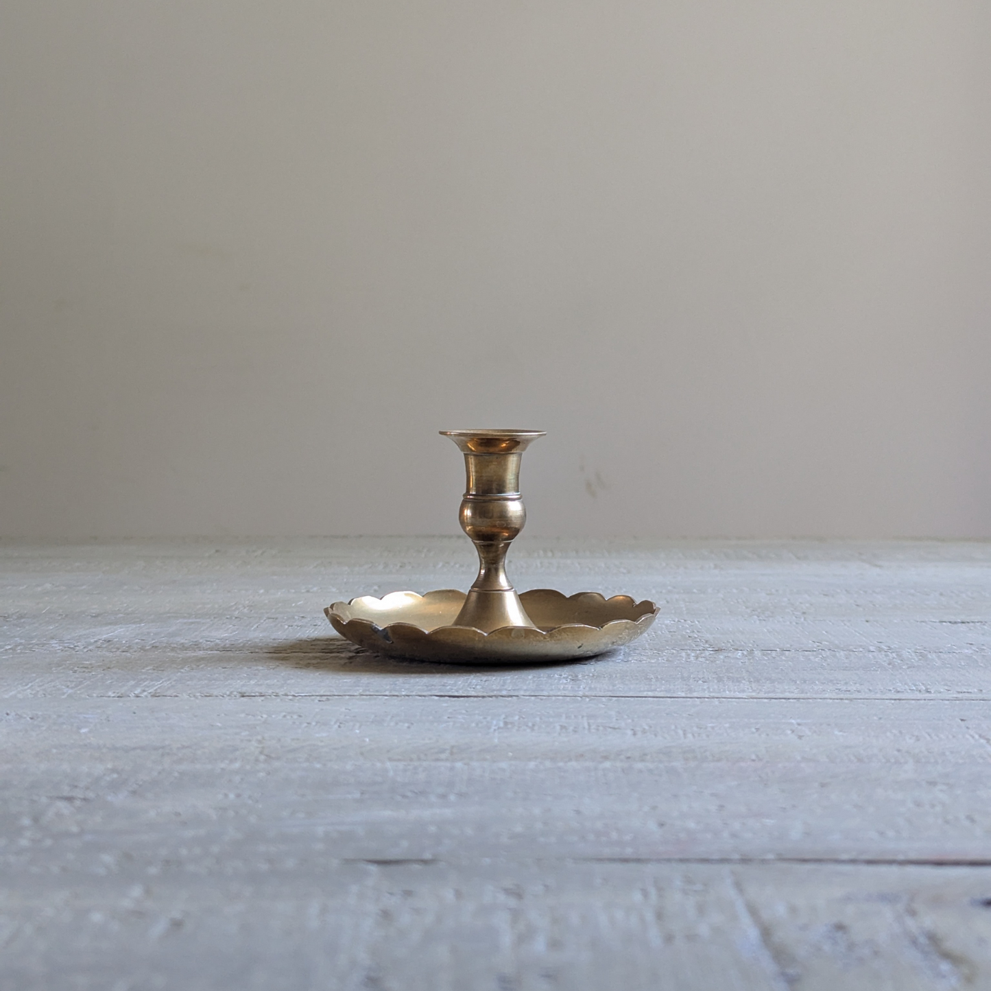 Scalloped Brass Candle Holder
