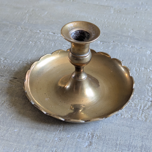 Scalloped Brass Candle Holder