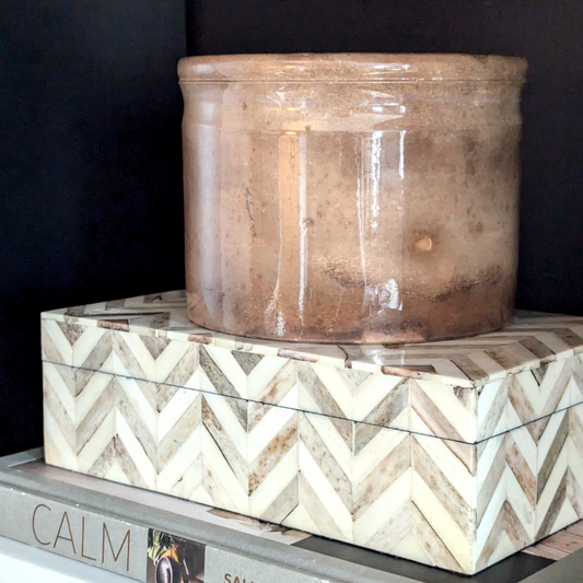 Large Brown French Mottled Pot