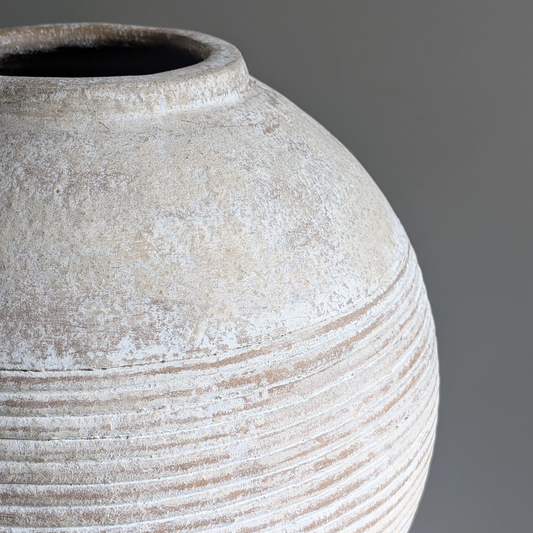 XL White Washed Terracotta Olive Pot