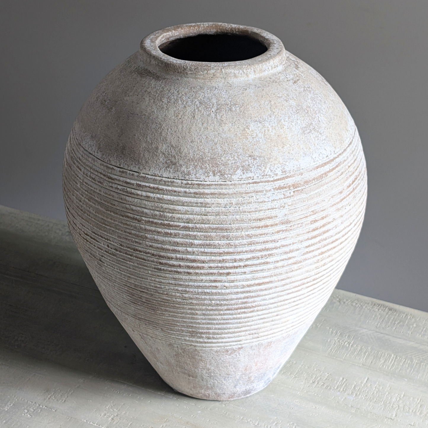 XL White Washed Terracotta Olive Pot