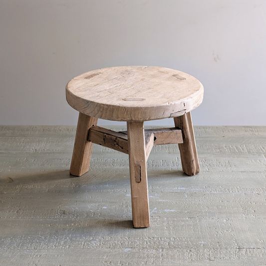 Round Reclaimed Wood Milking Stools