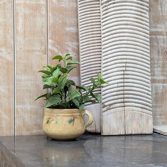 Small Yellow Glazed Handle Pot