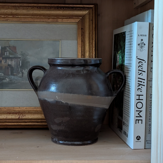 Double Handle Brown Glaze Pot