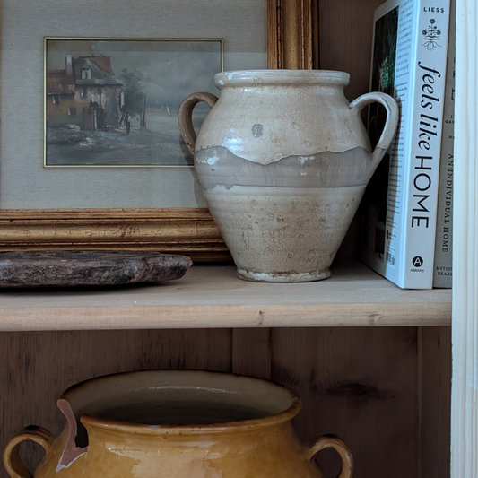 Double Handle Beige Glaze Pot