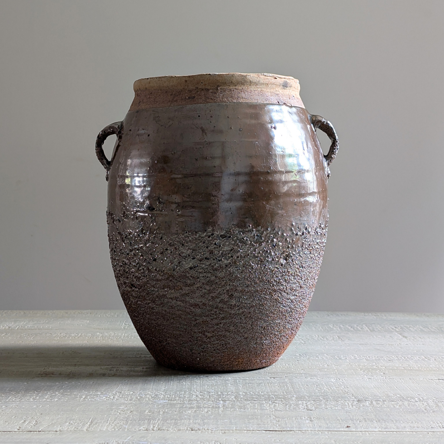 Large Brown Glazed Confit Pot