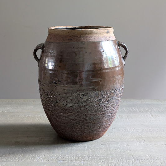 Large Brown Glazed Confit Pot