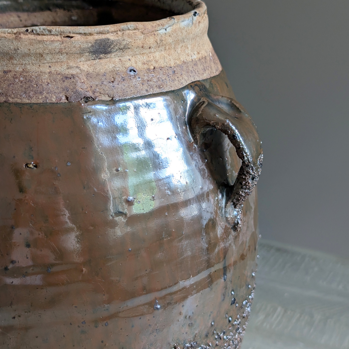 Large Brown Glazed Confit Pot