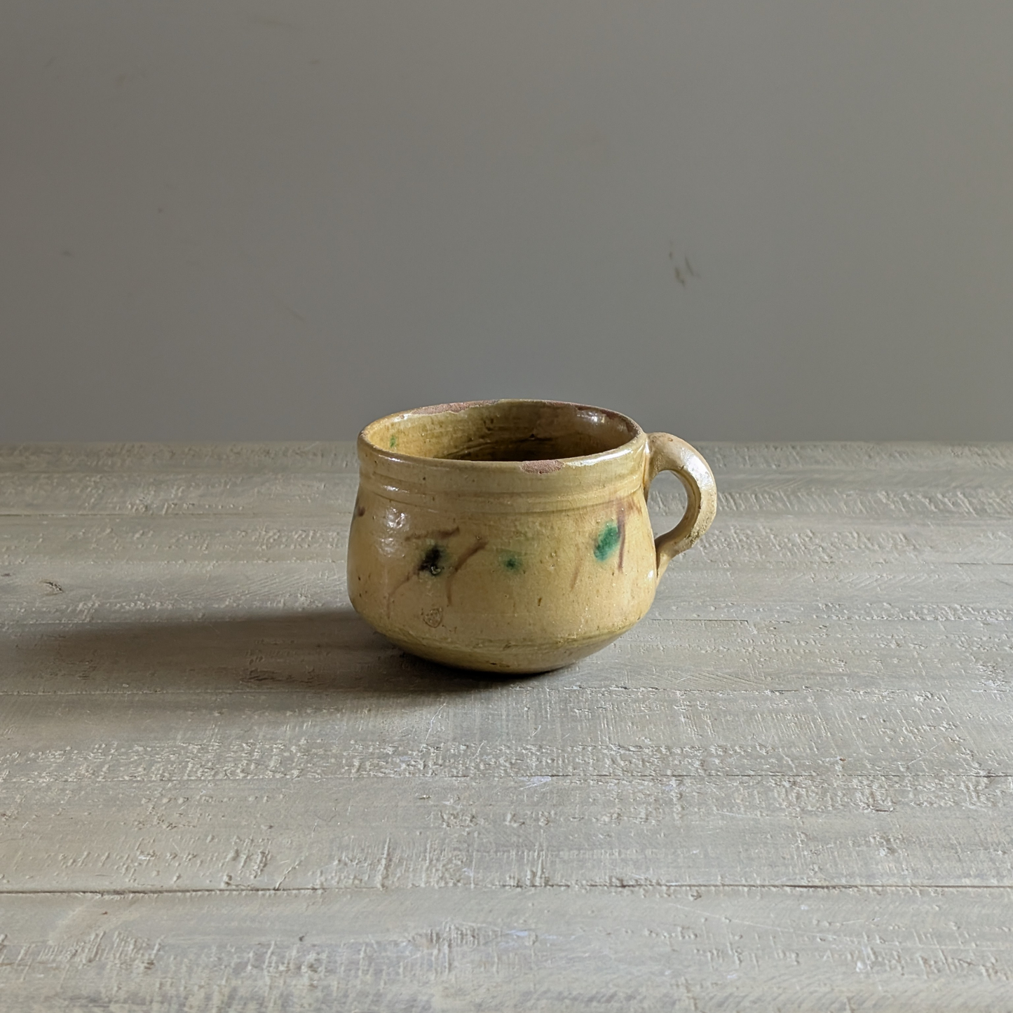 Small Yellow Glazed Handle Pot