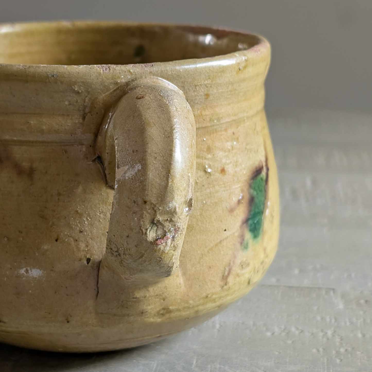 Small Yellow Glazed Handle Pot