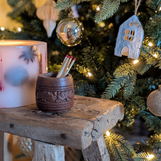 Hand Carved Wooden Trinket Pots