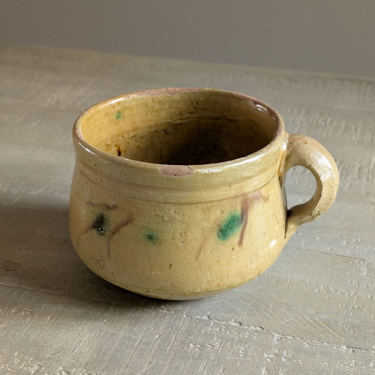 Small Yellow Glazed Handle Pot
