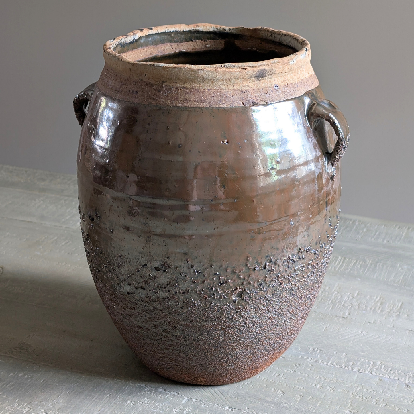Large Brown Glazed Confit Pot