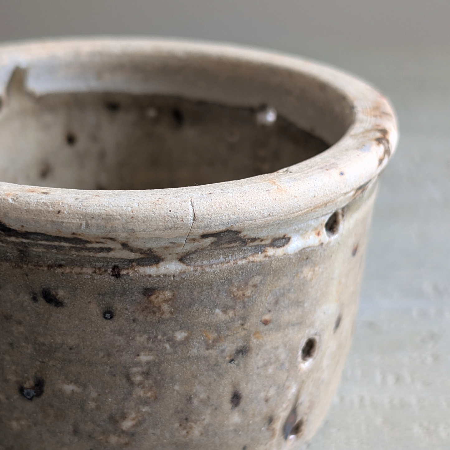 Medium Grey Speckled Cheese Strainer