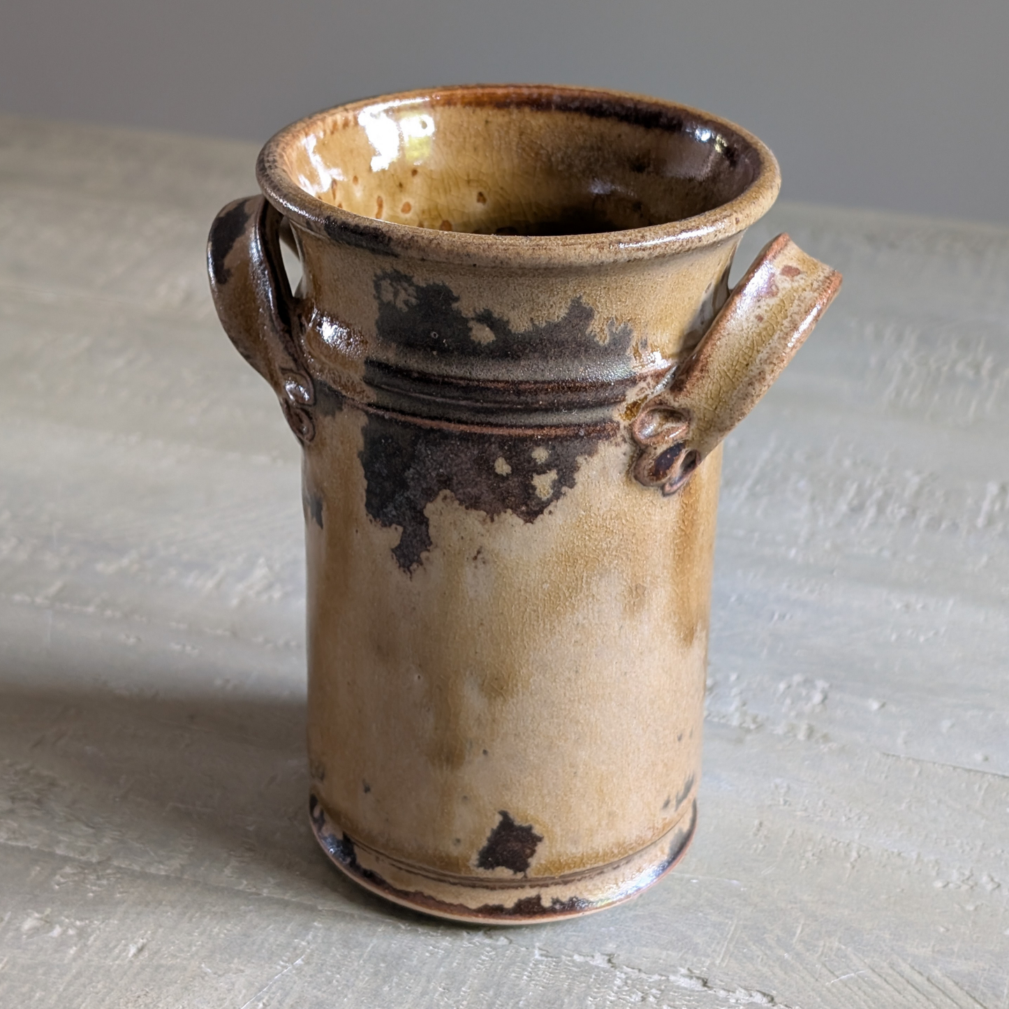 Studio Pottery Small Olive Double Handled Pot