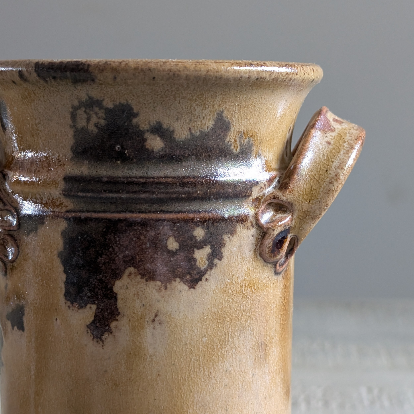 Studio Pottery Small Olive Double Handled Pot