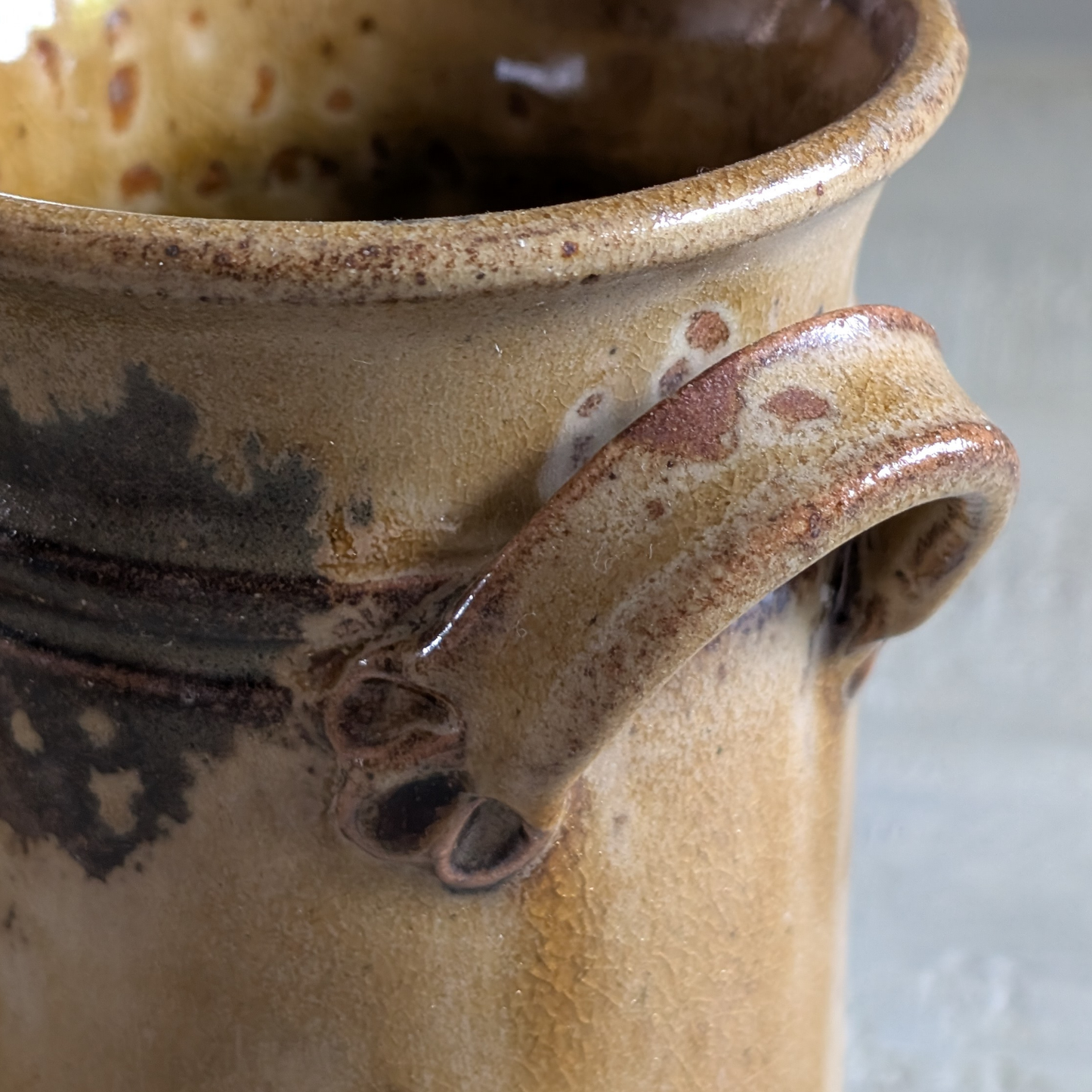 Studio Pottery Small Olive Double Handled Pot