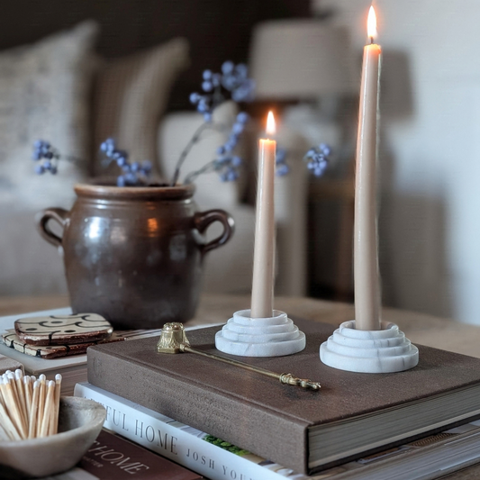Stepped Marble Candle Holders (Pair)