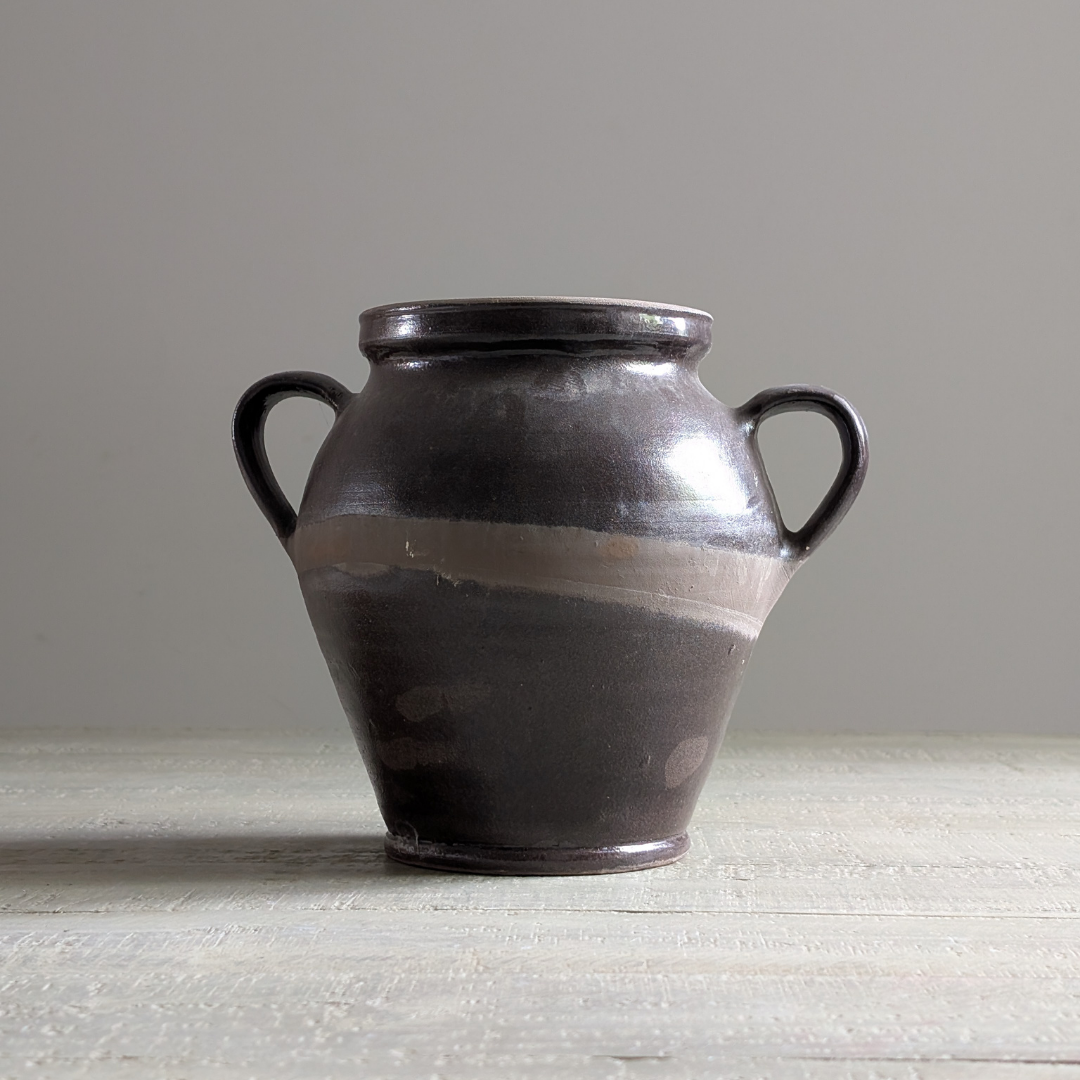 Double Handle Brown Glaze Pot