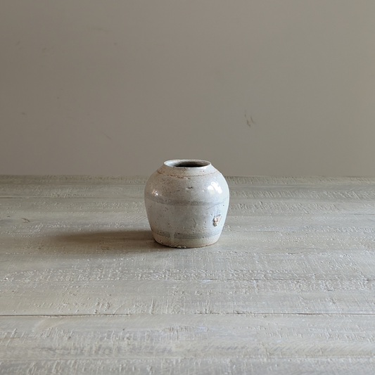 Small Pale Blue Banded Ginger Jar