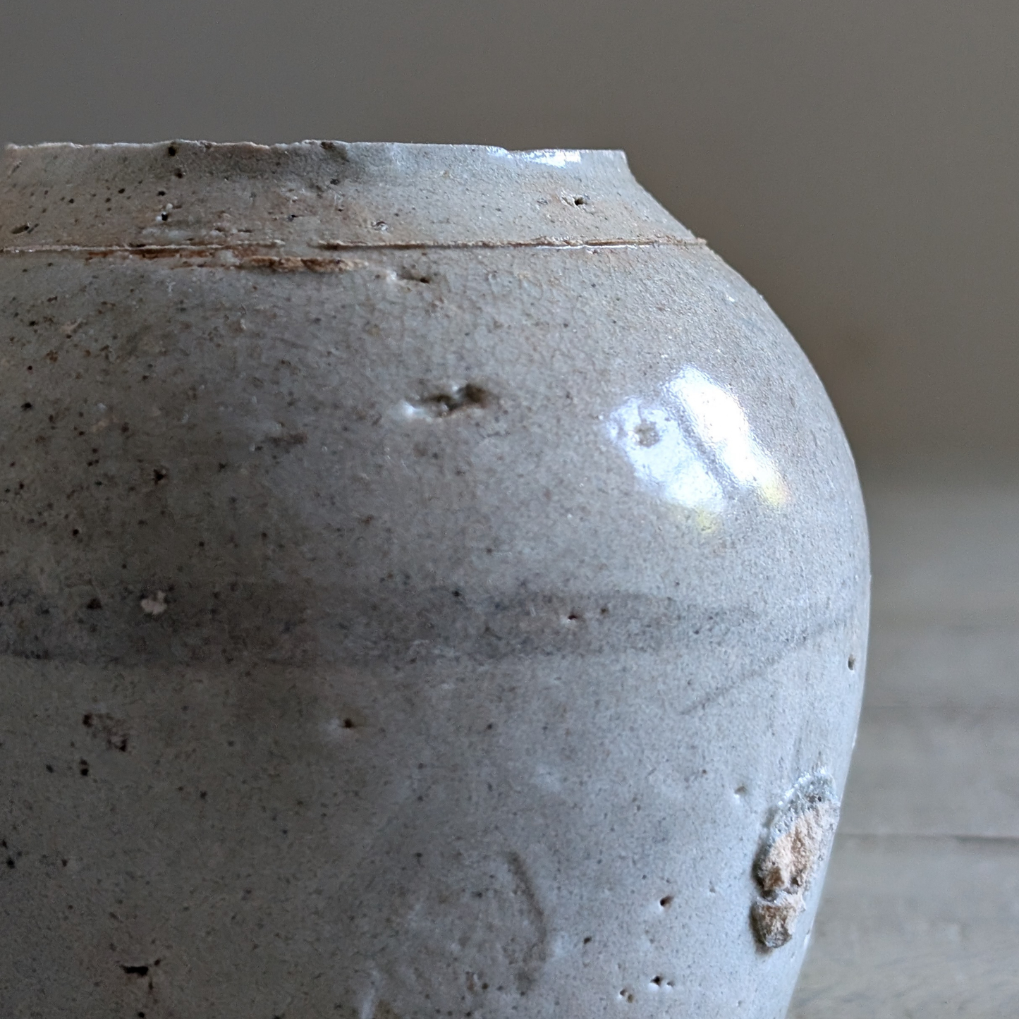 Small Pale Blue Banded Ginger Jar