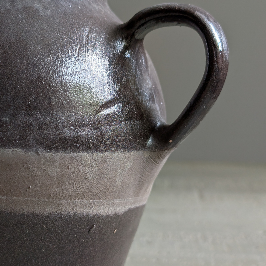 Double Handle Brown Glaze Pot