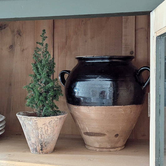 Large Half Glaze Black Pot