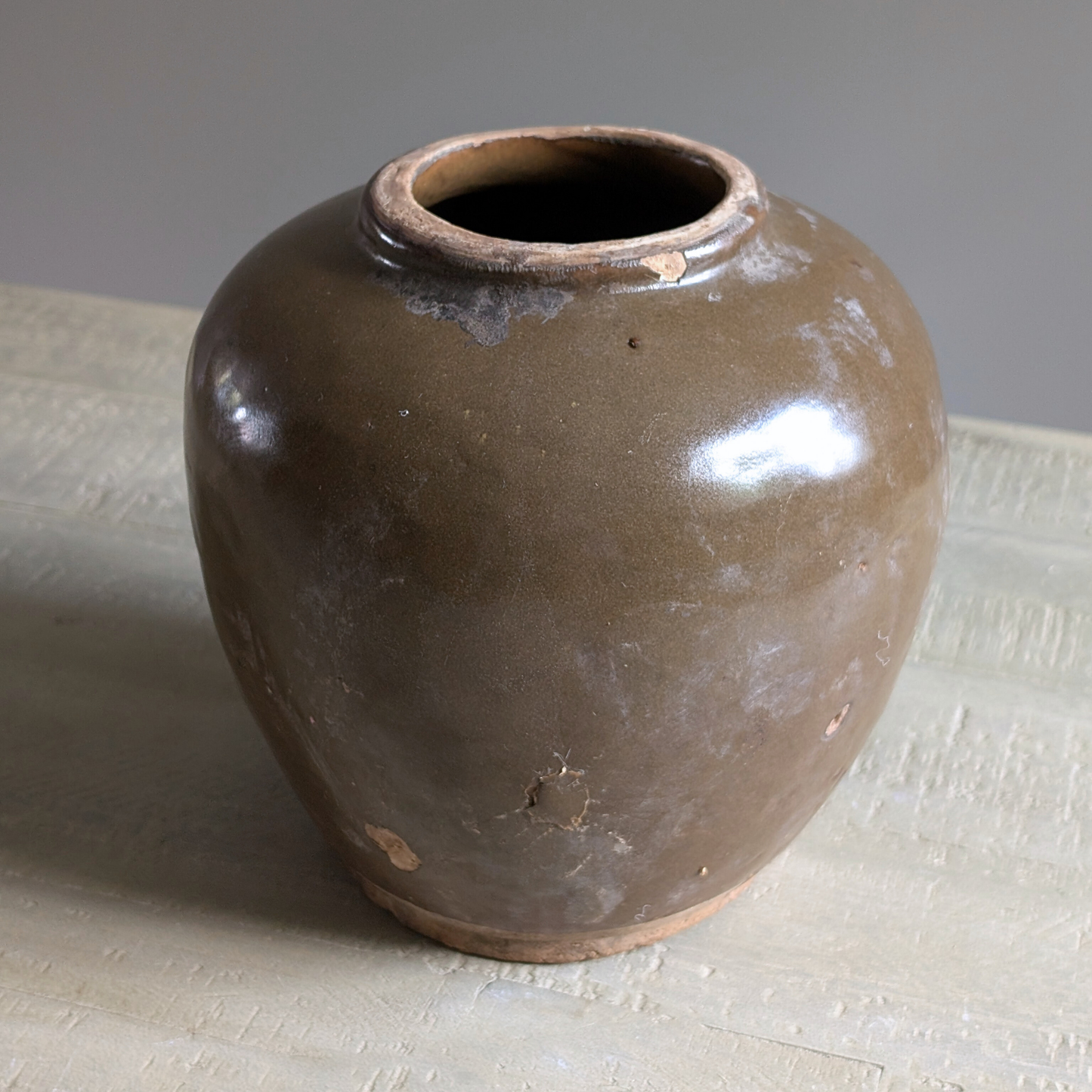 Chinese Olive Glazed Pot