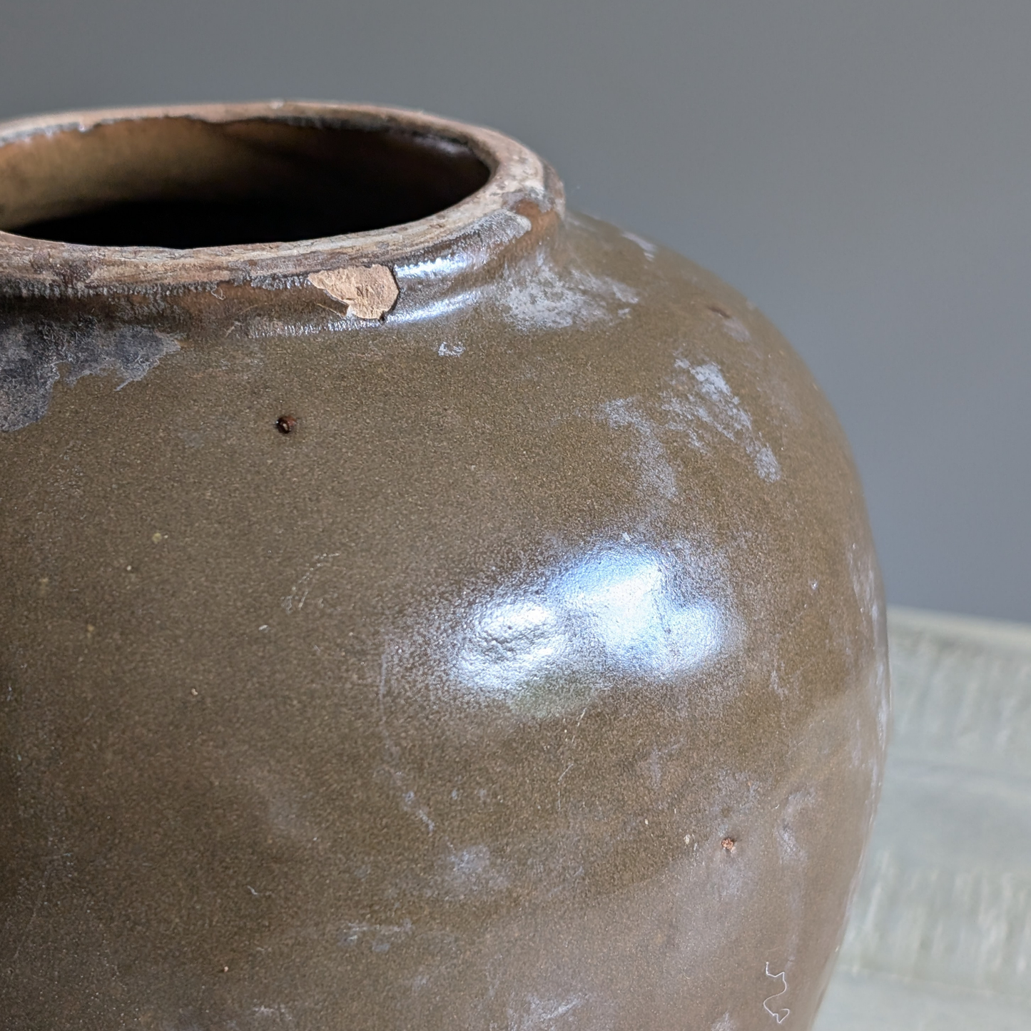 Chinese Olive Glazed Pot