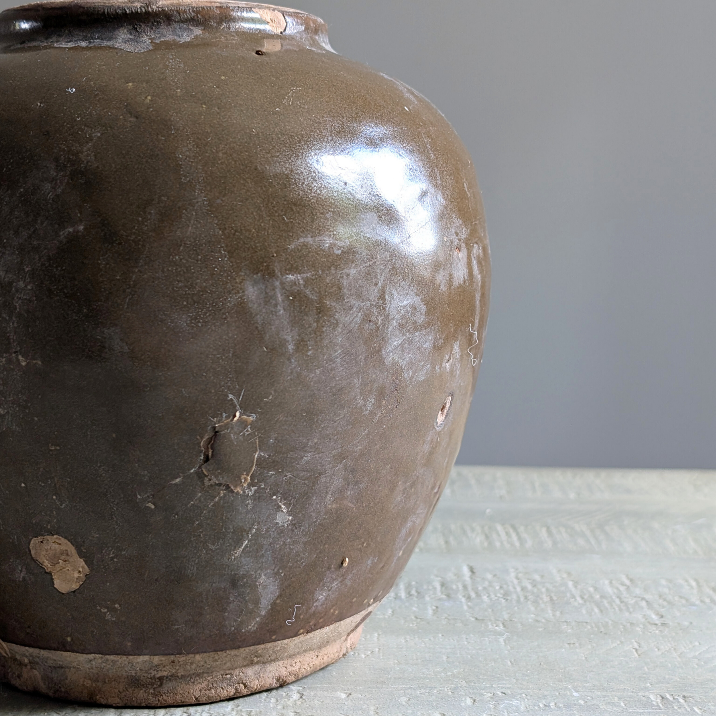 Chinese Olive Glazed Pot