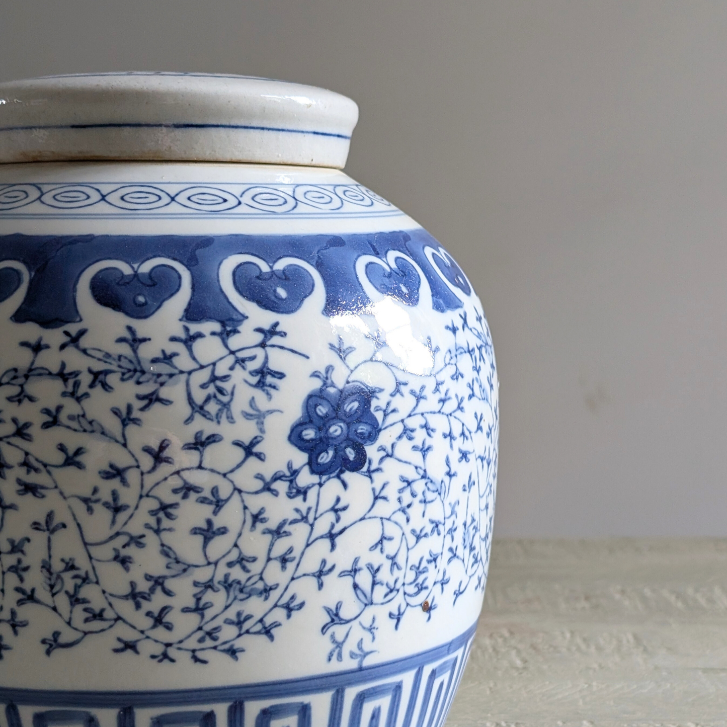 Blue Lidded Ginger Jar