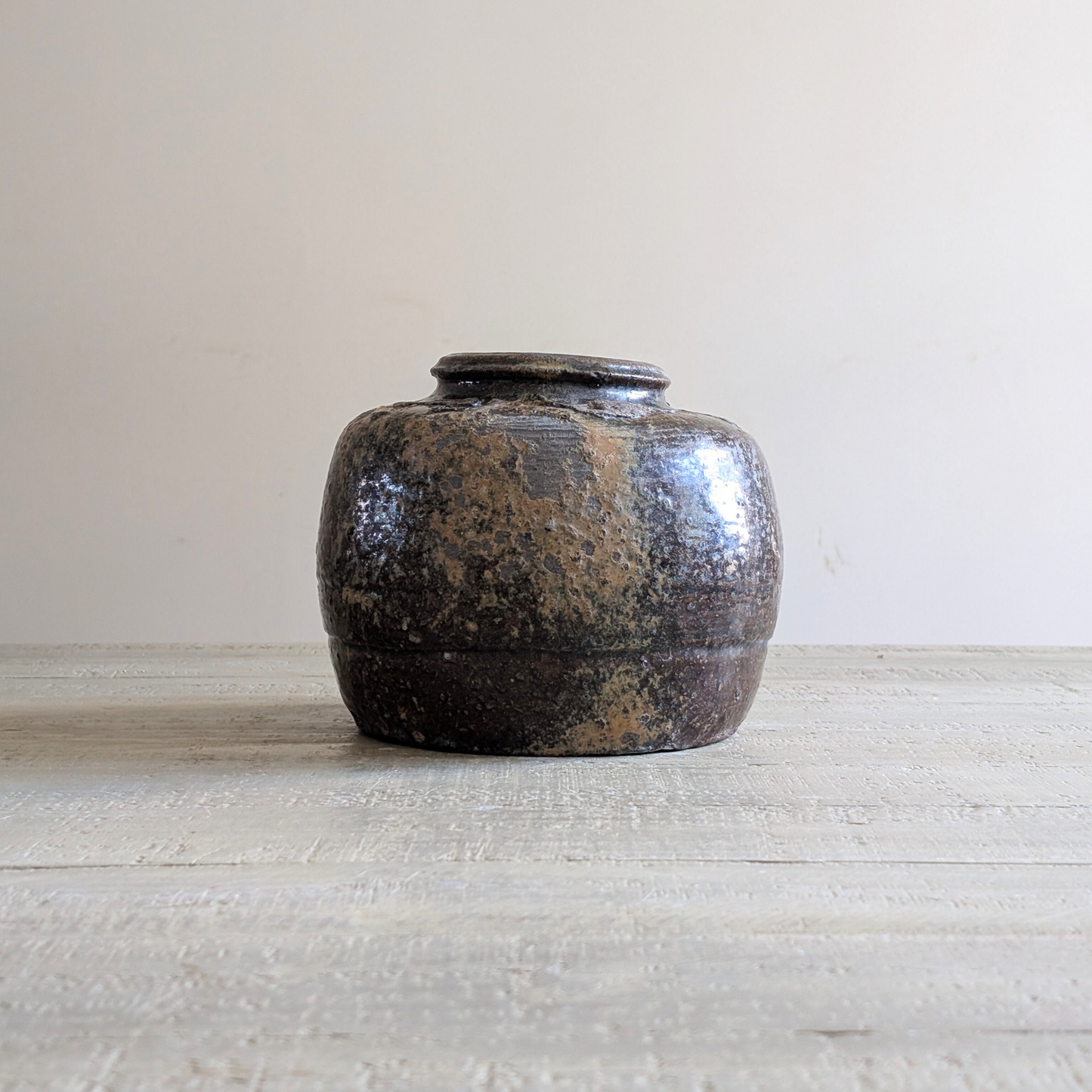 Short Brown Rice Wine Jar 1